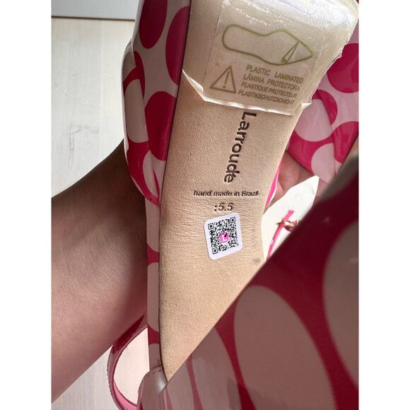 Larroudé Ari Polka Dot Patent Leather Ankle-Strap Platform Pumps size 5.5 - Picture 4 of 10